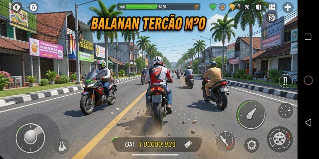 Tampilan gameplay balapan motor yang mendebarkan dan realistis.