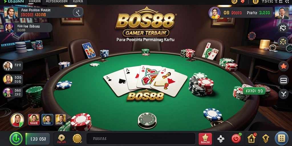 Tampilan menarik dari gameplay Poker di BOS88 yang seru dan dinamis.