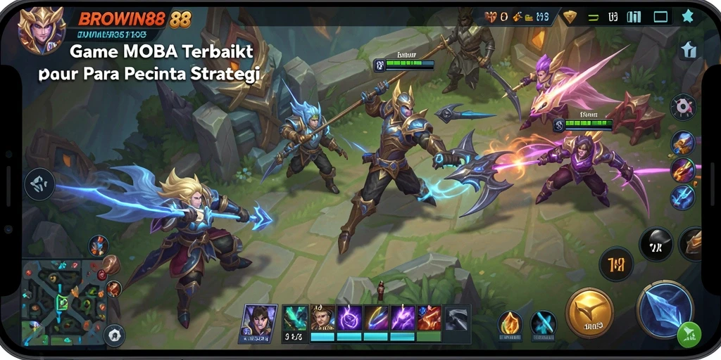 Screenshot gameplay BROWIN88 menampilkan aksi seru di arena pertarungan.