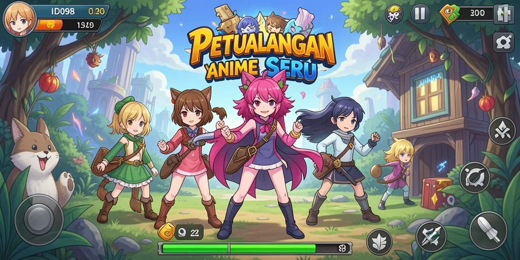 Tampilan gameplay seru dan karakter anime yang menarik di ID098.