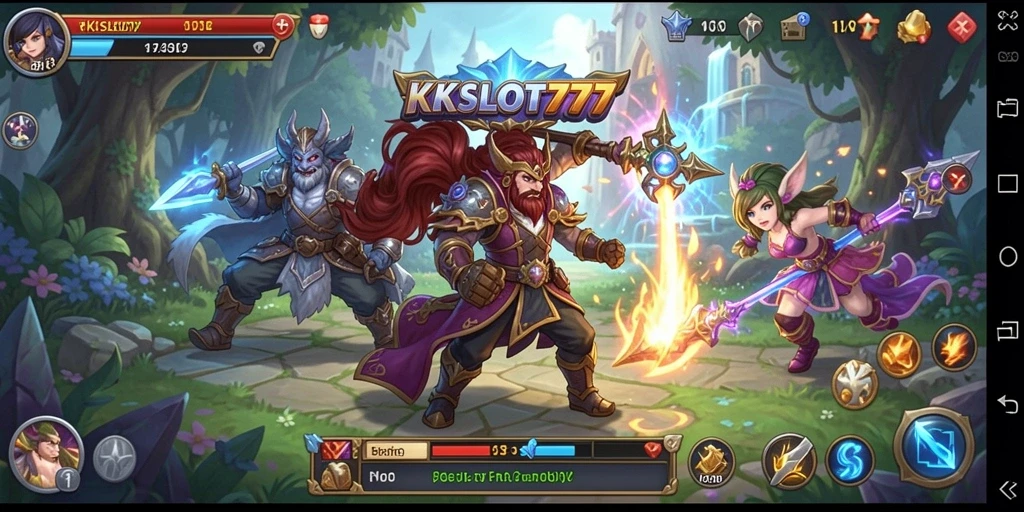 Tangkapan layar gameplay KKSLOT777, memperlihatkan pertempuran epik dalam RPG.