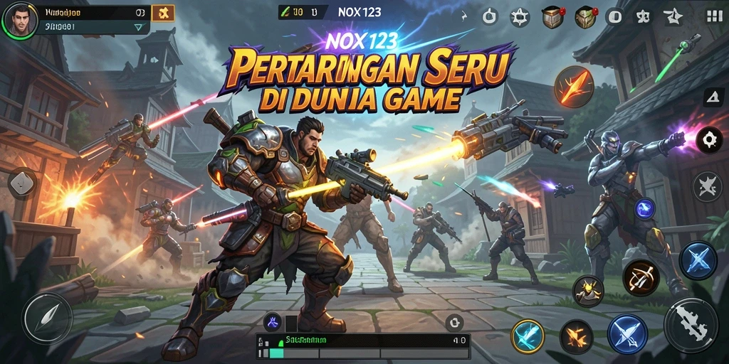 Tampilan gameplay NOX123 yang menegangkan dalam pertarungan.