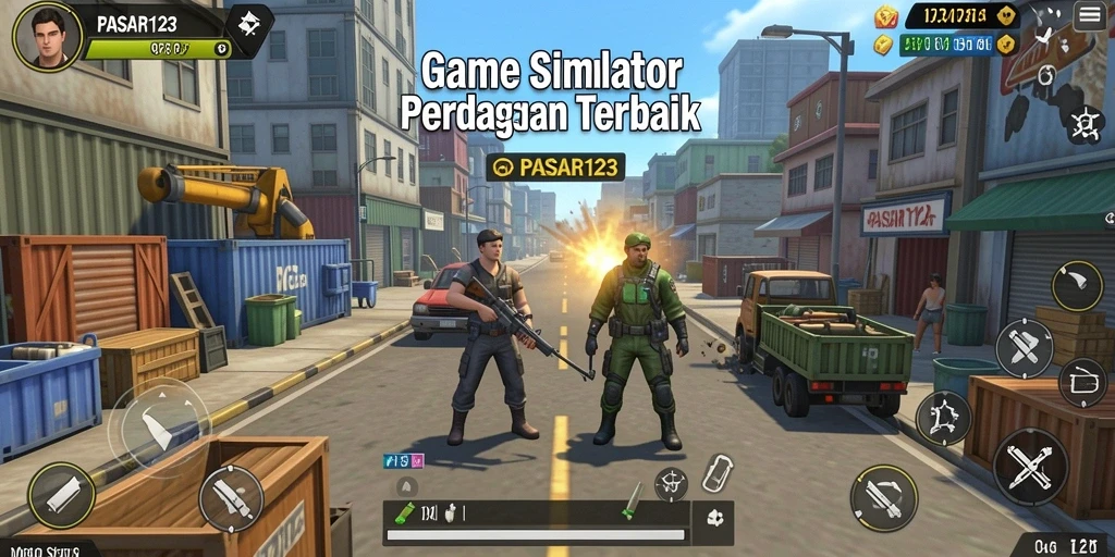Tampilan gameplay PASAR123 dengan berbagai transaksi perdagangan.