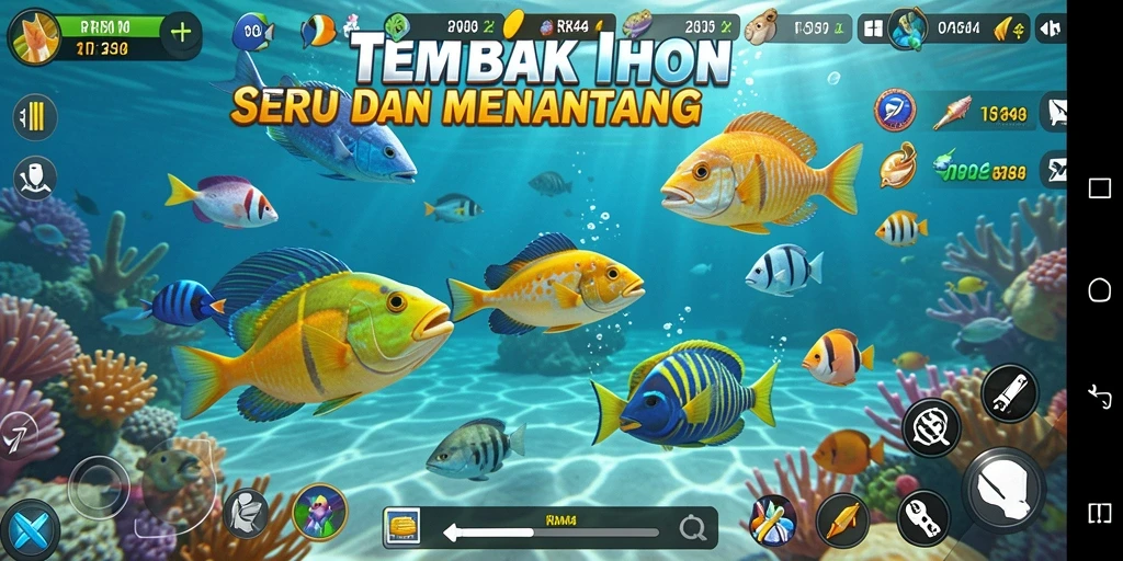 Gameplay menarik Tembak Ikan dengan ikan beragam.